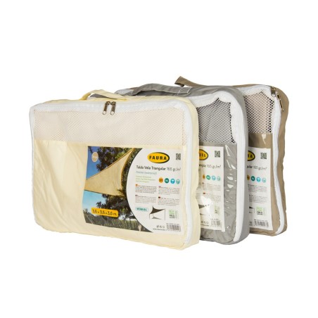 TOLDO VELA 165gr. (PES) WATERPROOF TRIANGULAR BEIGE 3,6x3,6 m