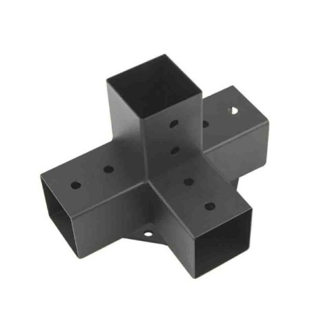 CONECTOR PERGOLA CRUZ NEGRO 9X9 CM