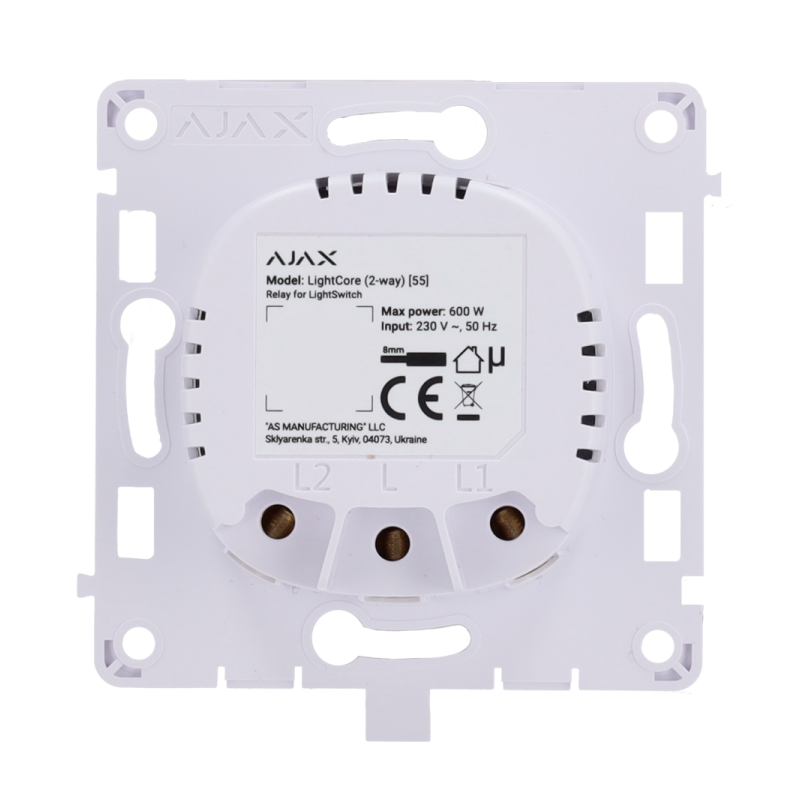 Interruptor de luz inteligente de dos vías conmutable. LightSwitch (2-Way) AJAX