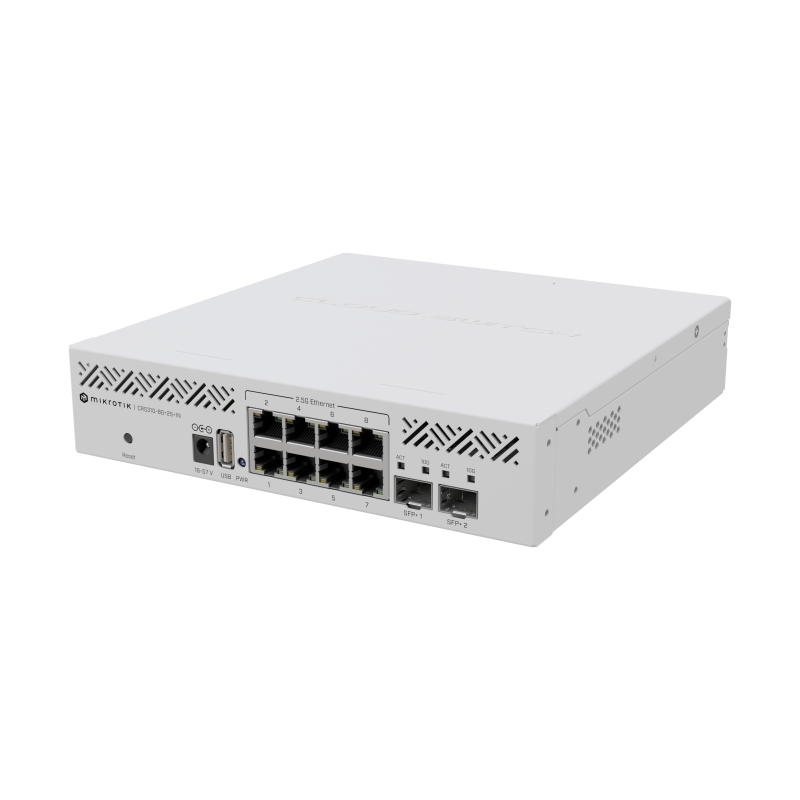 Cloud Router 800Mhz, 256Mb RAM, x8 puertos 2.5Gb y x2 SFP+, L5, RouterOS