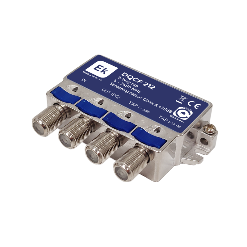 Derivador 2 salidas DQCF 212 EKSelans para SAT, MATV y DC 5-2400 MHz, atenuación 12dB