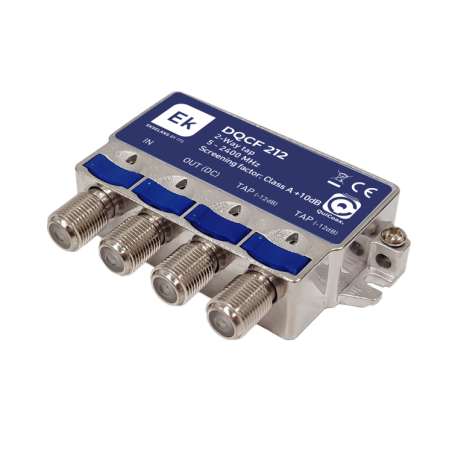 Derivador 2 salidas DQCF 212 EKSelans para SAT, MATV y DC 5-2400 MHz, atenuación 12dB