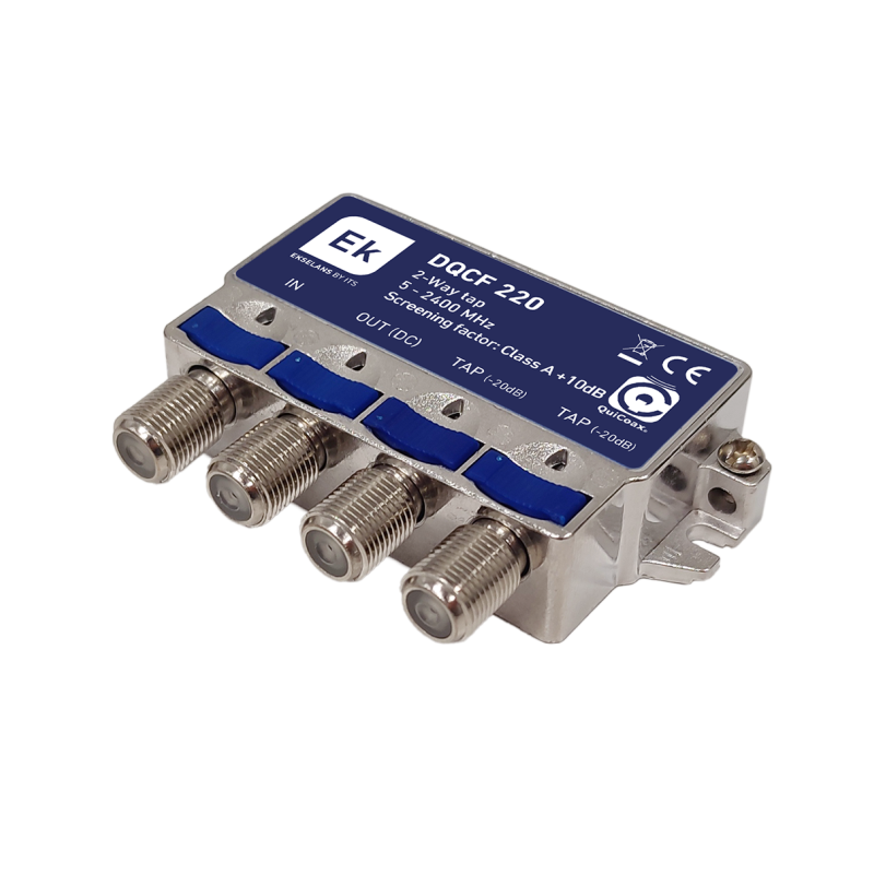 Derivador 2 salidas DQCF 212 EKSelans para SAT, MATV y DC 5-2400 MHz, atenuación 20dB