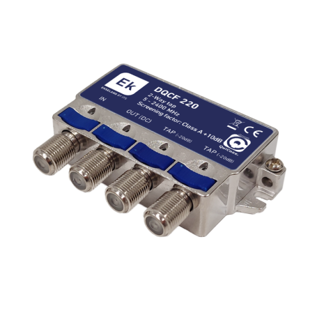 Derivador 2 salidas DQCF 212 EKSelans para SAT, MATV y DC 5-2400 MHz, atenuación 20dB