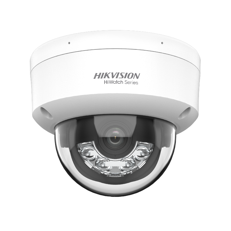 Cámara IP domo HiWatch HWI-D140HA-LU - 4 MP, luz híbrida, audio, PoE