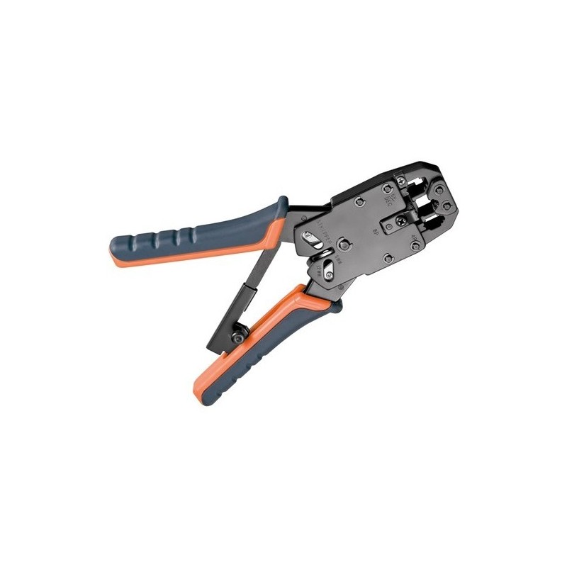 Crimpadora FIXPOINT para conectores RJ10, RJ11, RJ12, RJ45. Corta y pela el cable. Metálica