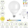 Bombilla Led Globo E27. 20 Watt. Equivale A 150 Watt. 2452 Lumenes. Luz Calida 2700 K.