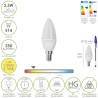 Bombilla Led Vela E14. 2,5 Watt. Equivale A 20 Watt. 250 Lumenes. Luz Calida 2700 K.