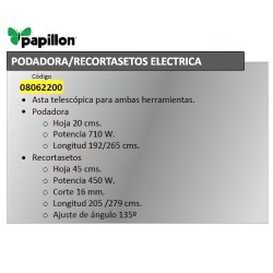 Podadora / Cortasetos Electrica Extensible Papillon