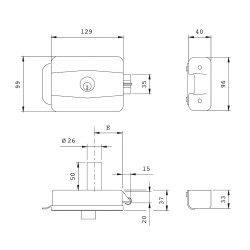 Cerradura Iseo 500-60 mm. Eléctrica Cilindro