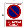 Cartel Se Avisa Grua 30x21cm.