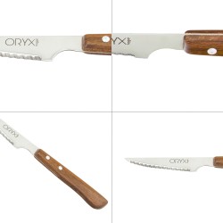 Cuchillo Montana Chuletero Hoja Acero Inoxidable 9 cm. Mango Madera (Blister 3 Piezas)