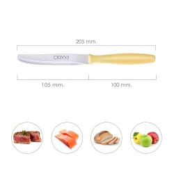 Cuchillo Mesa Etna Hoja Sierra Acero Inoxidable 10 cm. Amarillo (Blister 6 piezas)