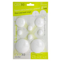 Topes Adhesivos para Paredes / Puertas / Ventanas / Mobiliario 2 x Ø 60 mm. / 2 x 40 mm. / 4 x 22 mm. (Blister 8 piezas)